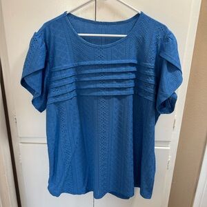 Blue Short Sleeve Blouse 3XL NWOT